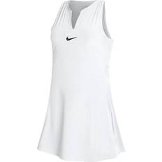 White - Women Dresses Nike Women's Dri-FIT Advantage Tennis Dress - White/Black