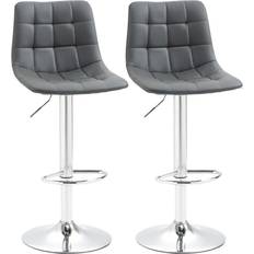 Silver/Chrome Chairs Homcom Adjustable Breakfast Bar Stool 110cm 2pcs