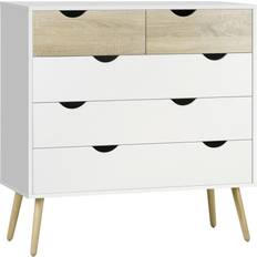 Natural Chest of Drawers Homcom Classic Nordic Style White Chest of Drawer 99x101cm