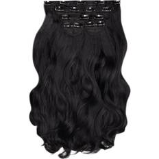 Lullabellz Super Thick Curly Clip In Hair Extensions 22 inch Raven 5-pack