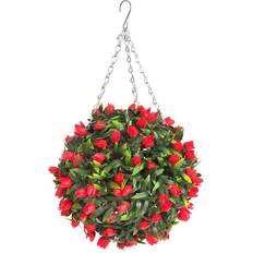 Purple Artificial Plants Outdoor 28cm Red Tulip Hanging Basket Flower Topiary Ball Artificial Plant