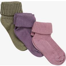 Minymo Socks Minymo 3-pak rosa/lilla/grøn strømper fra