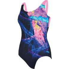 Zoggs Women Swimwear Zoggs Acid Wave Speedback Swimsuit Black/pink