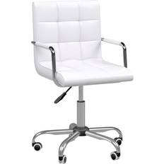 Silver/Chrome Chairs Vinsetto Mid Back PU Desk Office Chair 99cm