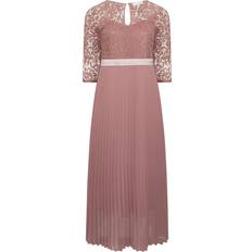 Pleats Clothing Yours Lace Pleated Maxi Dress Plus Size - Blush Pink