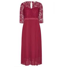 Pleats - Solid Colours Dresses Yours Lace Pleated Maxi Dress Plus Size - Burgundy Red