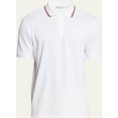 Moncler Polo Shirts Moncler White Embossed Polo