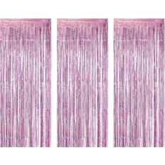 Ailexi Doorway Party Curtains Metallic Tinsel Pink 3-pack
