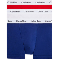 Men - Multicoloured Men's Underwear Calvin Klein Cotton Stretch Trunks 3-pack - White/Red Ginger/Pyro Blue