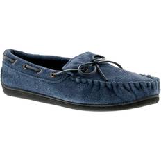 Moccasins 12 Adults' New Mens/Gents Navy Leather Suede Moccasin Slippers