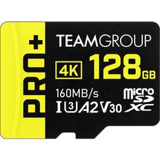 Team 128gb pro microsdhc uhs-i/u3 class 10 memory card with adapter, speed up t