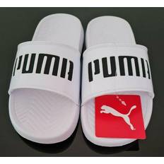 Puma Women Slippers & Sandals Puma Popcat Patent White Womens Sliders Patent Leather