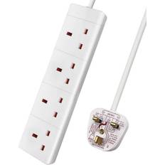 4 Way Extension Leads White 3cm