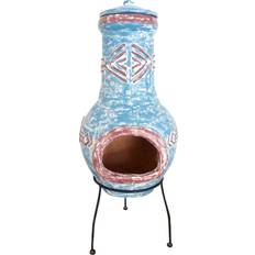 Blue Fire Pits & Fire Baskets Charles Bentley Garden Large Aztec Clay Chiminea