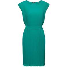 Esprit Pleated Knee-Length Dress with Short Sleeves
