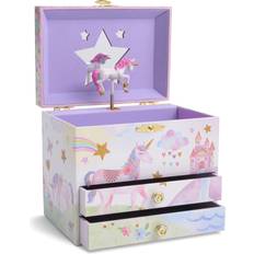 Jewelkeeper musical jewelry box with pullout drawers, glitter rainbow and s
