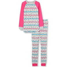 Hatley Night Garments Hatley Girls' Organic Cotton Raglan Sleeve Printed Pajama Set, Confetti Hearts, Years