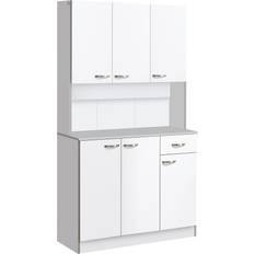 Cabinets Homcom Kitchen Adjustable White Storage Cabinet 101x180cm