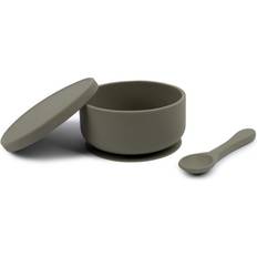 Baby Silicone Suction Bowl Spoon Set Silver Sage