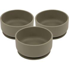 Baby Silicone Suction Bowls Pack of 3 Silver Sage