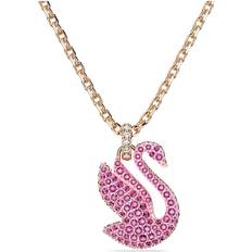 Pink Necklaces Swarovski Iconic Swan Pendant Medium Necklace - Rose Gold/Pink/Transparent