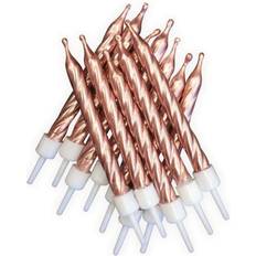 Birthdays Cake Candles Anniversary House Cake Candles Spiral Metallic with Holders Rose Gold 12pcs