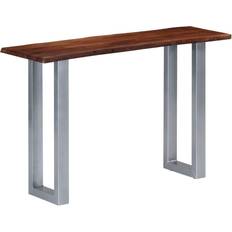 Silver/Chrome Console Tables vidaXL Solid Acacia Wood Console Table 35x115cm
