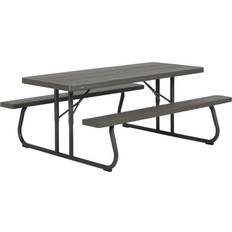 Camping Tables Lifetime Folding Table Wood Brown Picnic Steel Plastic 183 x 74 x 145 cm