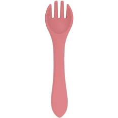 Machine Washable Baby Dinnerware Baby Silicone Weaning Fork Dusty Rose