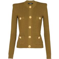 Balmain Knit Cardigan with Gold Buttons - Khaki