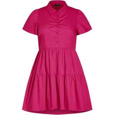 Cotton - Knee Length Dresses City Chic Tier Shirt Dress - Pop Pink