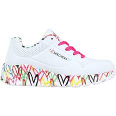 Skechers Trainers Children's Shoes Skechers Girl's Uno Lite Lovely Luv - White Synthetic/H Pink Trim