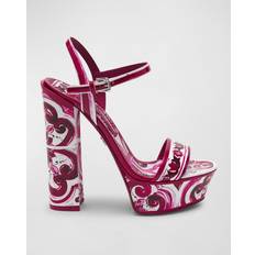 Dolce & Gabbana Heeled Sandals Dolce & Gabbana Printed leather platform sandals red
