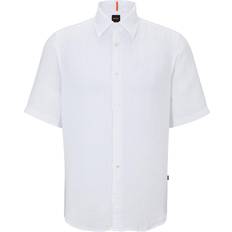 Hugo Boss M - Men Shirts HUGO BOSS Rash Linen Short Sleeved Shirt White white