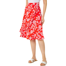 Roman Floral Frill Detail Wrap Skirt - Orange