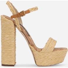 Dolce & Gabbana Heeled Sandals Dolce & Gabbana Woven raffia platform sandals natural_natural
