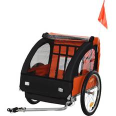 Bicycle Carts & Tandem Bike Trailers Homcom Reiten Kids Steel Frame 2-Seater Bicycle Trailer Orange/Black