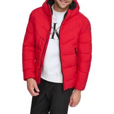 Calvin Klein Men Outerwear Calvin Klein Men's Hooded Stretch Jacket, Deep Red