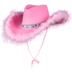 Hats Fancy Dress Wicked Costumes Cowboy Hat with Plush Pink