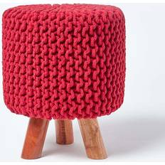 Red Foot Stools Homescapes Red Tall Knitted Foot Stool