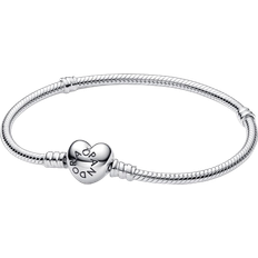 Silver - Women Bracelets Pandora Moments Heart Clasp Snake Chain Bracelet - Silver