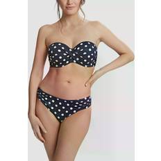 White - Women Swimwear Panache Anya Riva Spot Twist Bandeau Bikini Top, Navy/Vanilla