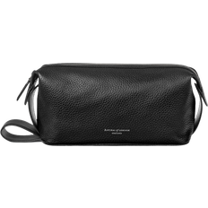 Black - Leather Toiletry Bags & Cosmetic Bags Aspinal of London Reporter Wash Bag - Black Pebble