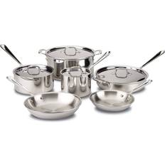 All-Clad Cookware Sets All-Clad D3 Stainless Steel Cookware Set with lid 10 Parts