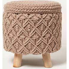 Homescapes Brown Indy Macrame Pouffe