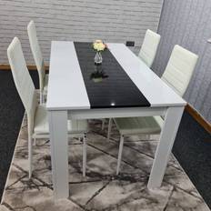 Steel Tables Kosy Koala Table with 4 white chairs Dining Table 117x77cm