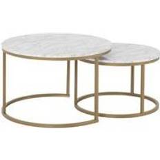 Gold Coffee Tables SECONIQUE Dallas Marble/Gold Coffee Table 74cm 2pcs