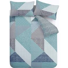 Cotton Bed Linen Catherine Lansfield Larsson Geo Duvet Cover Blue (230x220cm)