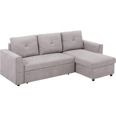Polyester Sofas Homcom Linen-Look Grey Sofa 232cm 3 Seater