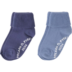 Polarn O. Pyret Plain Socks With Non-Slip Nubs 2-pack - Denim Blue
